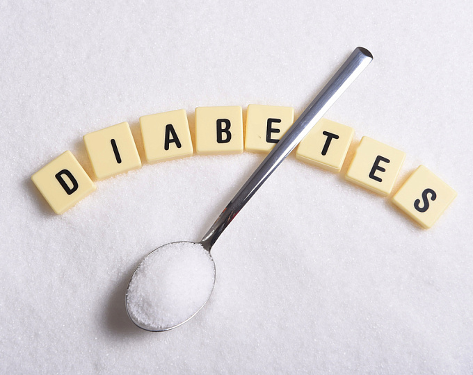 Palavra diabetes com açúcar ao redor